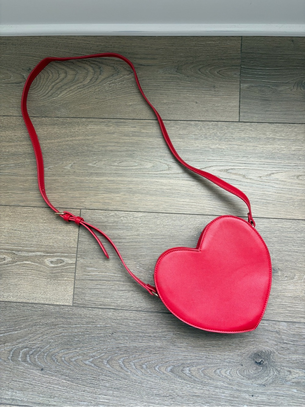 Red Heart-Shaped Adjustable Crossbody Bag